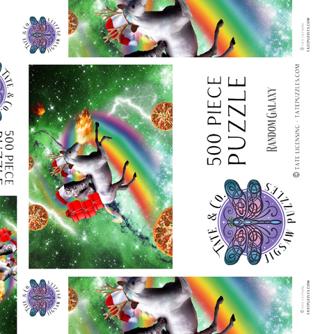 Darstellung des Puzzle Motivs Christmas Unicorn Cat Adventuring in Space - Random Galaxy Christmas Unicorn Cat Adventuring in Space - Random Galaxy 500 Puzzle Schachtel 3D Modell