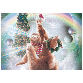 Darstellung des Puzzle Motivs Sloth Cat and Llama Christmas Companions - Random Galaxy - Puzzleteile: 1000