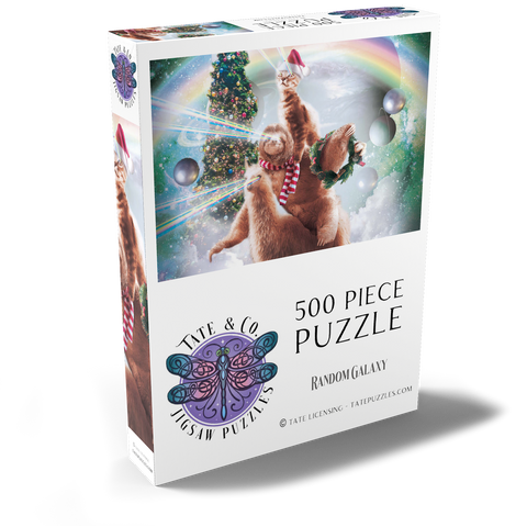 Darstellung des Puzzle Motivs Sloth Cat and Llama Christmas Companions - Random Galaxy Sloth Cat and Llama Christmas Companions - Random Galaxy 500 Puzzle Schachtel Ansicht2