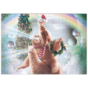 Darstellung des Puzzle Motivs Sloth Cat and Llama Christmas Companions - Random Galaxy - Puzzleteile: 500
