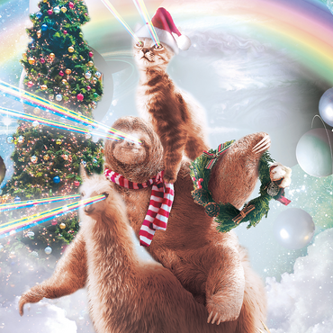 Darstellung des Puzzle Motivs Sloth Cat and Llama Christmas Companions - Random Galaxy 500 Puzzle 3D Modell