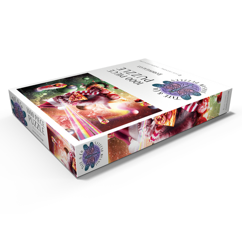 Darstellung des Puzzle Motivs Pizza Laser Cat Celebrating Christmas - Random Galaxy Pizza Laser Cat Celebrating Christmas - Random Galaxy 1000 Puzzle Schachtel Ansicht1