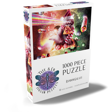 Darstellung des Puzzle Motivs Pizza Laser Cat Celebrating Christmas - Random Galaxy 1000 Puzzle Schachtel Ansicht2