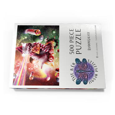 Darstellung des Puzzle Motivs Pizza Laser Cat Celebrating Christmas - Random Galaxy 500 Puzzle Schachtel Ansicht3