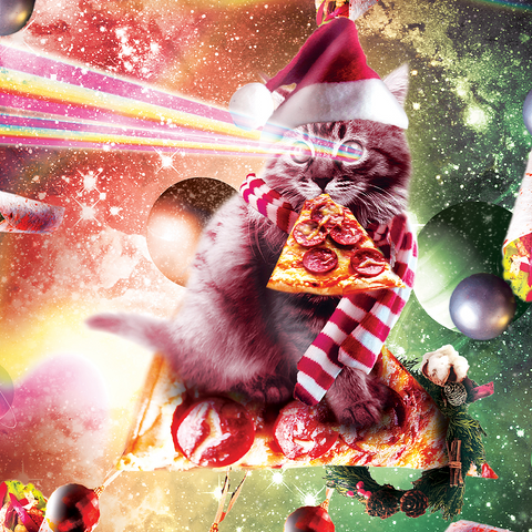 Darstellung des Puzzle Motivs Pizza Laser Cat Celebrating Christmas - Random Galaxy Pizza Laser Cat Celebrating Christmas - Random Galaxy 500 Puzzle 3D Modell