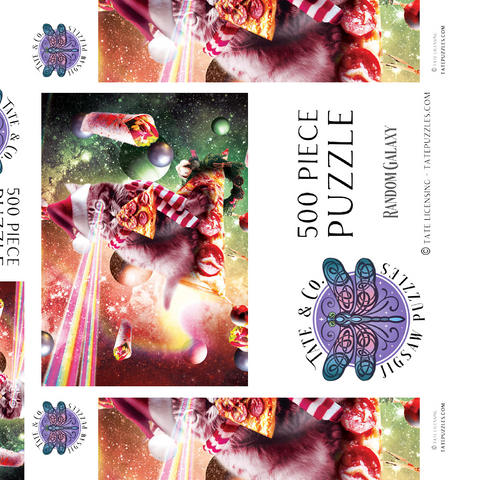 Darstellung des Puzzle Motivs Pizza Laser Cat Celebrating Christmas - Random Galaxy Pizza Laser Cat Celebrating Christmas - Random Galaxy 500 Puzzle Schachtel 3D Modell