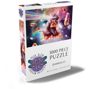 Darstellung des Puzzle Motivs Rainbow Space Cat Firing Pizza Lasers - Random Galaxy 1000 Puzzle Schachtel Ansicht2