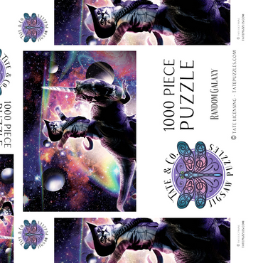 Darstellung des Puzzle Motivs Cowboy Cat with Dinosaur in Galaxy - Random Galaxy 1000 Puzzle Schachtel 3D Modell