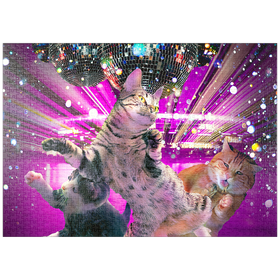 Darstellung des Puzzle-Motivs Disco Dancing Cat in 70s Retro - Random Galaxy – Puzzleteile: 1000