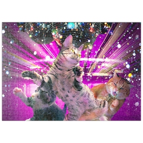 Darstellung des Puzzle-Motivs Disco Dancing Cat in 70s Retro - Random Galaxy – Puzzleteile: 500