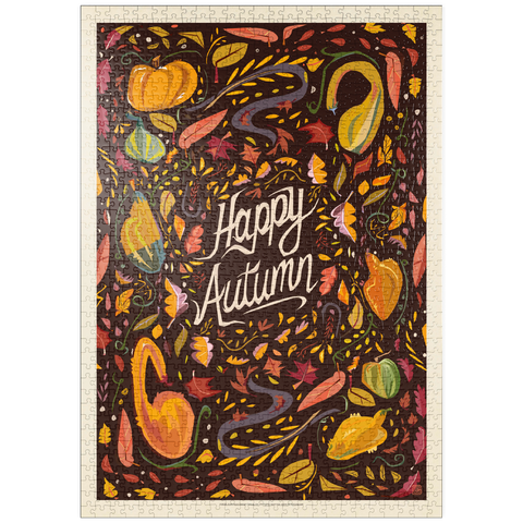 Darstellung des Puzzle Motivs Happy Autum, Colorful Autumn Harvest with Leaves and Gourds puzzleplate Happy Autum, Colorful Autumn Harvest with Leaves and Gourds 1000 Puzzle
