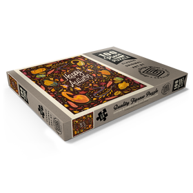 Darstellung des Puzzle Motivs Happy Autum, Colorful Autumn Harvest with Leaves and Gourds - Puzzleteile: 100