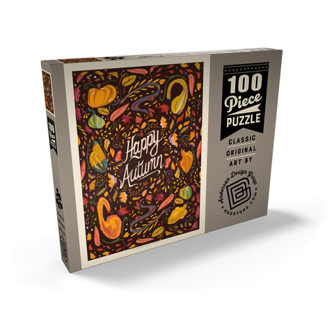 Darstellung des Puzzle Motivs Happy Autum, Colorful Autumn Harvest with Leaves and Gourds Happy Autum, Colorful Autumn Harvest with Leaves and Gourds 100 Puzzle Schachtel Ansicht2