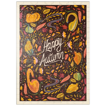 Darstellung des Puzzle Motivs puzzleplate Happy Autum, Colorful Autumn Harvest with Leaves and Gourds 200 Puzzle