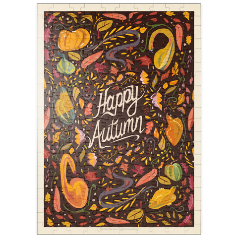 Darstellung des Puzzle Motivs Happy Autum, Colorful Autumn Harvest with Leaves and Gourds puzzleplate Happy Autum, Colorful Autumn Harvest with Leaves and Gourds 200 Puzzle