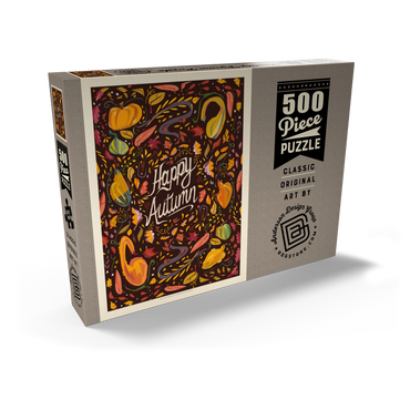 Darstellung des Puzzle Motivs Happy Autum, Colorful Autumn Harvest with Leaves and Gourds 500 Puzzle Schachtel Ansicht2