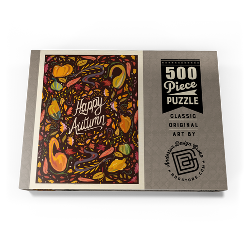 Darstellung des Puzzle Motivs Happy Autum, Colorful Autumn Harvest with Leaves and Gourds Happy Autum, Colorful Autumn Harvest with Leaves and Gourds 500 Puzzle Schachtel Ansicht3