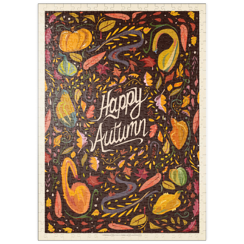 Darstellung des Puzzle Motivs Happy Autum, Colorful Autumn Harvest with Leaves and Gourds puzzleplate Happy Autum, Colorful Autumn Harvest with Leaves and Gourds 500 Puzzle