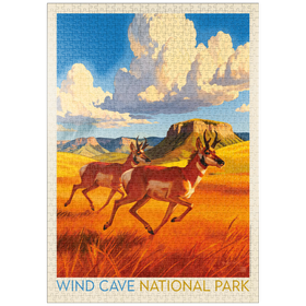 Darstellung des Puzzle Motivs Wind Cave National Park: Antelope At Play - Puzzleteile: 1000
