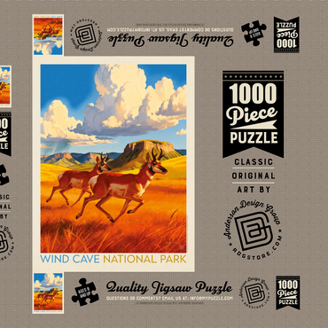 Darstellung des Puzzle Motivs Wind Cave National Park: Antelope At Play 1000 Puzzle Schachtel 3D Modell