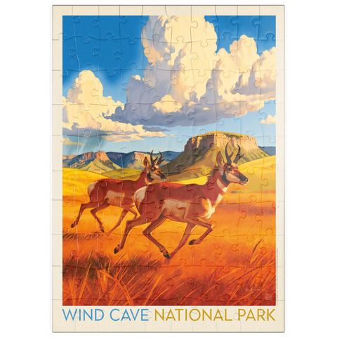 Darstellung des Puzzle Motivs Wind Cave National Park: Antelope At Play puzzleplate Wind Cave National Park: Antelope At Play 100 Puzzle
