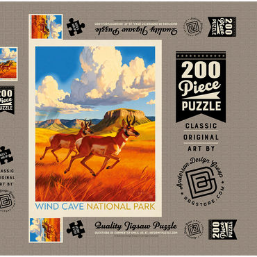 Darstellung des Puzzle Motivs Wind Cave National Park: Antelope At Play 200 Puzzle Schachtel 3D Modell