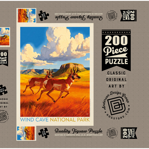 Darstellung des Puzzle Motivs Wind Cave National Park: Antelope At Play Wind Cave National Park: Antelope At Play 200 Puzzle Schachtel 3D Modell
