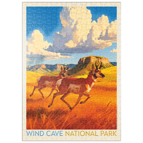 Darstellung des Puzzle Motivs Wind Cave National Park: Antelope At Play - Puzzleteile: 500
