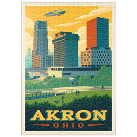 Darstellung des Puzzle-Motivs Akron, Ohio Skyline – Puzzleteile: 500