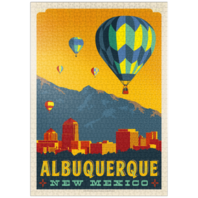 Darstellung des Puzzle-Motivs Albuquerque, New Mexico Skyline with Hot Air Balloons and Mountains – Puzzleteile: 1000