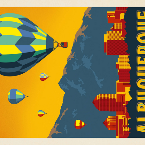 Darstellung des Puzzle Motivs Albuquerque, New Mexico Skyline with Hot Air Balloons and Mountains Albuquerque, New Mexico Skyline with Hot Air Balloons and Mountains 1000 Puzzle 3D Modell