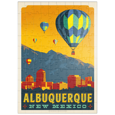 Darstellung des Puzzle Motivs puzzleplate Albuquerque, New Mexico Skyline with Hot Air Balloons and Mountains 100 Puzzle