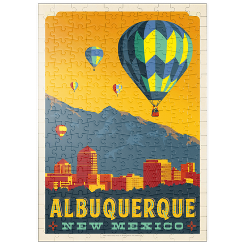 Darstellung des Puzzle Motivs Albuquerque, New Mexico Skyline with Hot Air Balloons and Mountains puzzleplate Albuquerque, New Mexico Skyline with Hot Air Balloons and Mountains 200 Puzzle