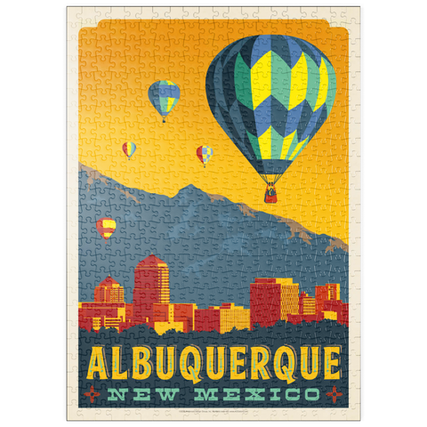 Darstellung des Puzzle Motivs Albuquerque, New Mexico Skyline with Hot Air Balloons and Mountains puzzleplate Albuquerque, New Mexico Skyline with Hot Air Balloons and Mountains 500 Puzzle