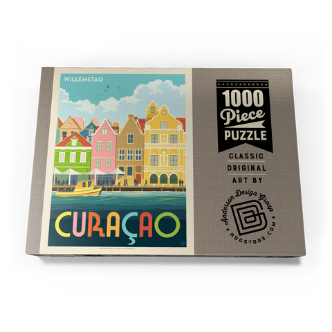 Darstellung des Puzzle Motivs Curaçao: Willemstad Waterfront with Colorful Dutch Architecture Curaçao: Willemstad Waterfront with Colorful Dutch Architecture 1000 Puzzle Schachtel Ansicht3