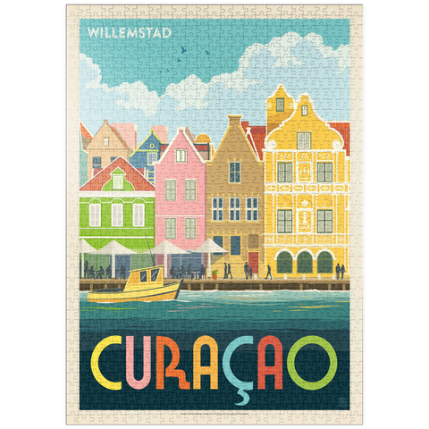 Darstellung des Puzzle Motivs Curaçao: Willemstad Waterfront with Colorful Dutch Architecture puzzleplate Curaçao: Willemstad Waterfront with Colorful Dutch Architecture 1000 Puzzle