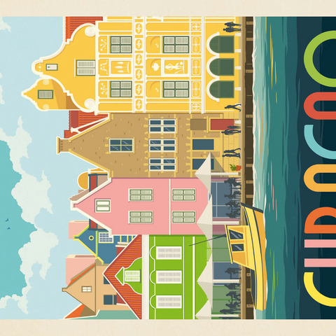 Darstellung des Puzzle Motivs Curaçao: Willemstad Waterfront with Colorful Dutch Architecture Curaçao: Willemstad Waterfront with Colorful Dutch Architecture 1000 Puzzle 3D Modell