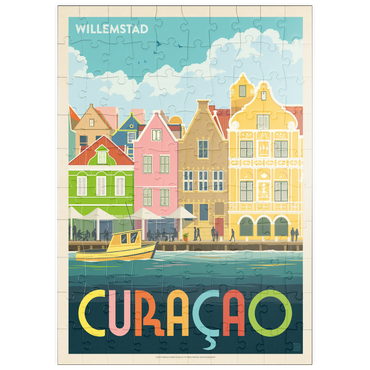 Darstellung des Puzzle Motivs puzzleplate Curaçao: Willemstad Waterfront with Colorful Dutch Architecture 100 Puzzle