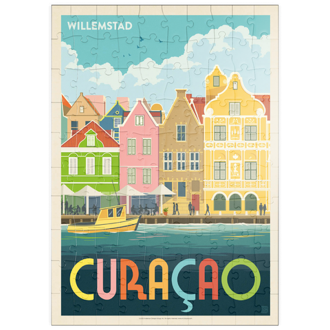 Darstellung des Puzzle Motivs Curaçao: Willemstad Waterfront with Colorful Dutch Architecture puzzleplate Curaçao: Willemstad Waterfront with Colorful Dutch Architecture 100 Puzzle