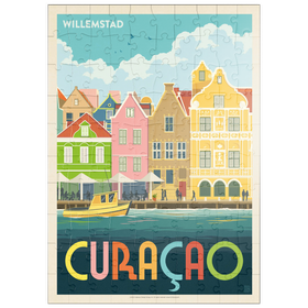 Darstellung des Puzzle Motivs Curaçao: Willemstad Waterfront with Colorful Dutch Architecture - Puzzleteile: 100