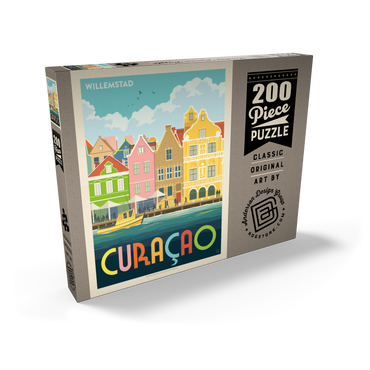 Darstellung des Puzzle Motivs Curaçao: Willemstad Waterfront with Colorful Dutch Architecture 200 Puzzle Schachtel Ansicht2