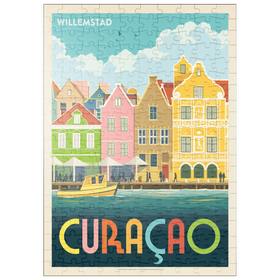Darstellung des Puzzle Motivs Curaçao: Willemstad Waterfront with Colorful Dutch Architecture - Puzzleteile: 200