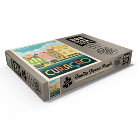 Darstellung des Puzzle Motivs Curaçao: Willemstad Waterfront with Colorful Dutch Architecture - Puzzleteile: 500