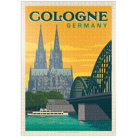 Darstellung des Puzzle Motivs Germany: Cologne Skyline with Cathedral and Hohenzollern Bridge - Puzzleteile: 1000
