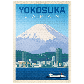 Darstellung des Puzzle-Motivs Japan: Yokosuka Waterfront with Mount Fuji and Cityscape – Puzzleteile: 1000