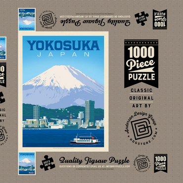 Darstellung des Puzzle Motivs Japan: Yokosuka Waterfront with Mount Fuji and Cityscape 1000 Puzzle Schachtel 3D Modell