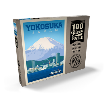 Darstellung des Puzzle Motivs Japan: Yokosuka Waterfront with Mount Fuji and Cityscape 100 Puzzle Schachtel Ansicht2
