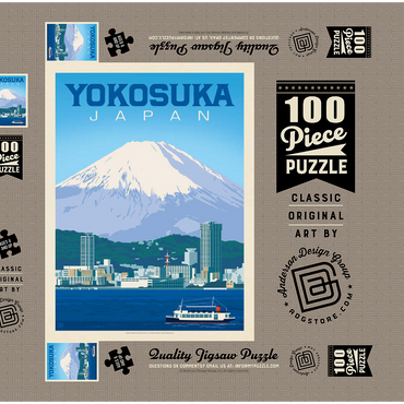 Darstellung des Puzzle Motivs Japan: Yokosuka Waterfront with Mount Fuji and Cityscape 100 Puzzle Schachtel 3D Modell