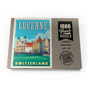 Darstellung des Puzzle Motivs Lucerne Switzerland Waterfront with Historic Architecture 1000 Puzzle Schachtel Ansicht3