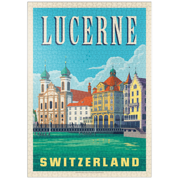 Darstellung des Puzzle Motivs puzzleplate Lucerne Switzerland Waterfront with Historic Architecture 1000 Puzzle